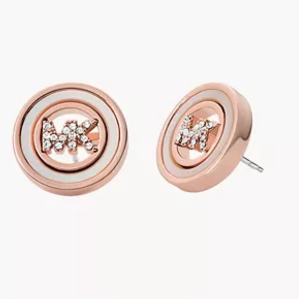 Michael Kors Rose Gold Brass Stud Earrings - Picture 2 of 4